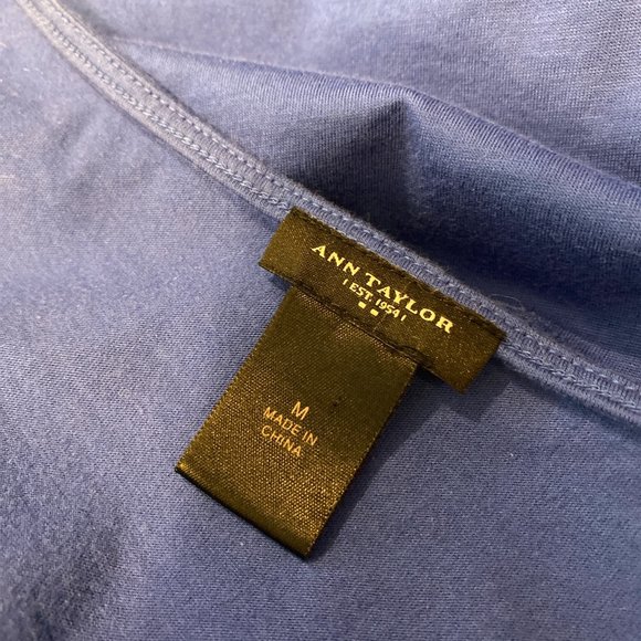 ANN TAYLOR Top Size Medium Royal Blue Ruffled Layers Sleeveless Tank - Picture 6 of 8